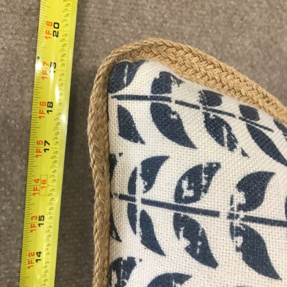 Decorative Throw Pillow With Down Insert Navy Blue & White Leaf Pattern Linen Co - Picture 6 of 6